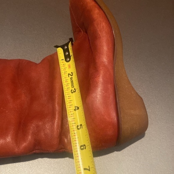 Eddie Bauer Vintage leather shearling winter tall boots wedge heel Sz 9 Rust - Picture 16 of 17